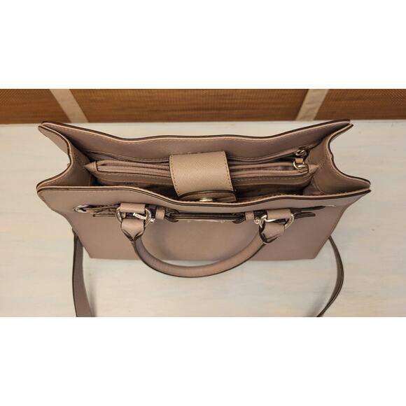 Michael Kors Hamilton Gray Leather Satchel Handbag Purse Silver Hardware - Picture 4 of 16